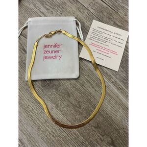 Jennifer Zeuner Herringbone Necklace Jewelry 14k Gold IP Plating